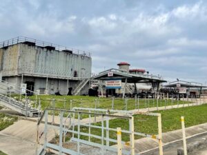 Photo of a building and fireman training station.